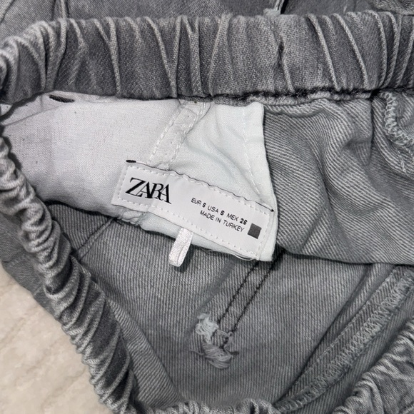 Zara Denim Grey Drawstring Pants Size Small - Picture 2 of 4